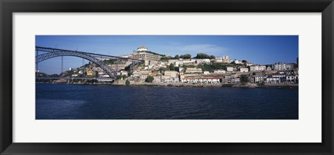 Framed Buildings at the waterfront, Serra do Pillar, Douro River, Porto, Portugal Print