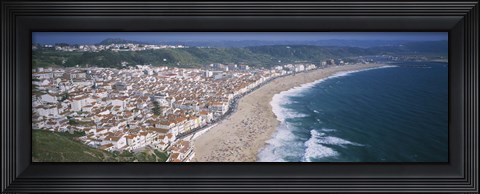 Framed High angle view of a town, Nazare, Leiria, Portugal Print