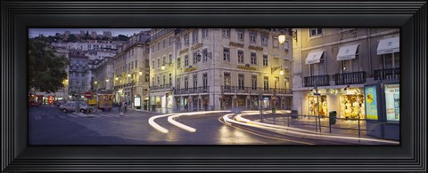 Framed Traffic on a road, Praca de Figueira, Lisbon, Portugal Print