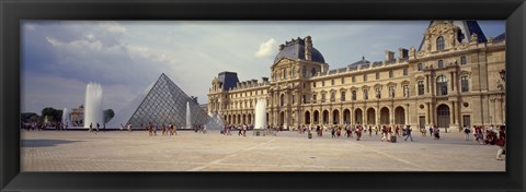Framed Tourists near a pyramid, Louvre Pyramid, Musee Du Louvre, Paris, Ile-de-France, France Print