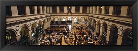 Framed High angle view of a group people at a stock exchange, Paris Stock Exchange, Paris, France Print