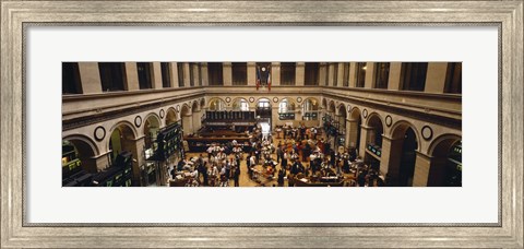 Framed High angle view of a group people at a stock exchange, Paris Stock Exchange, Paris, France Print