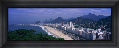 Framed Aerial view of Copacabana Beach, Rio De Janeiro, Brazil Print