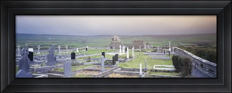 Framed Tombstones in a cemetery, Poulnabrone Dolmen, The Burren, County Clare, Republic of Ireland Print