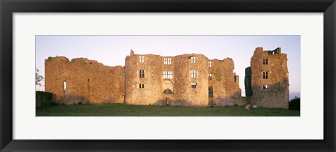 Framed Lawn in front of a landscape, Roscommon Castle, Roscommon County, Republic Of Ireland Print