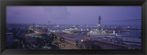 Framed Barcelona, Spain at Dusk Print