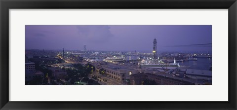 Framed Barcelona, Spain at Dusk Print