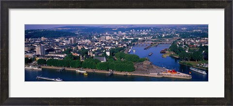 Framed Rhine River Mosel River Koblenz Germany Print