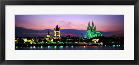 Framed Cityscape At Dusk, Cologne, Germany Print