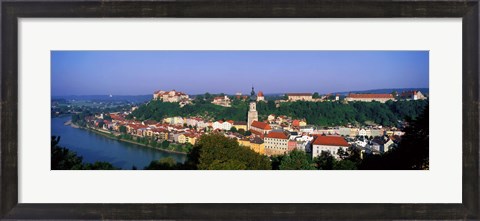 Framed Skyline Salzach River Burghausen Bavaria Germany Print