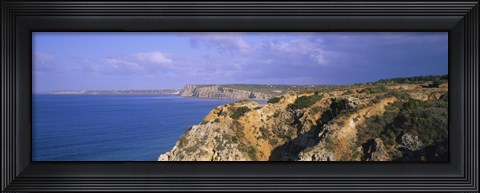 Framed Rock formations at a seaside, Algarve, Lagos, Portugal Print