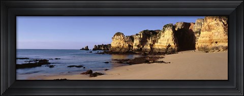 Framed Rock formations on the coast, Algarve, Lagos, Portugal Print