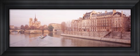 Framed Buildings Near Seine River, Notre Dame, Paris, France Print