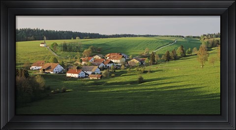 Framed Switzerland, Jura Mountains, La Bosse, High angle view of cottages in a valley Print