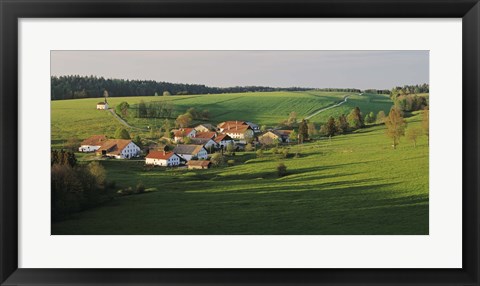 Framed Switzerland, Jura Mountains, La Bosse, High angle view of cottages in a valley Print