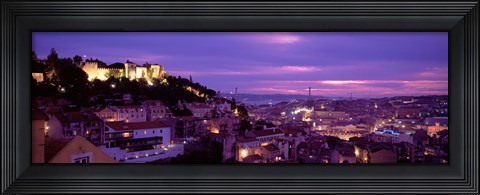 Framed Elevated View Of The City, Skyline, Cityscape, Lisbon, Portugal Print