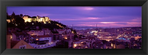 Framed Elevated View Of The City, Skyline, Cityscape, Lisbon, Portugal Print