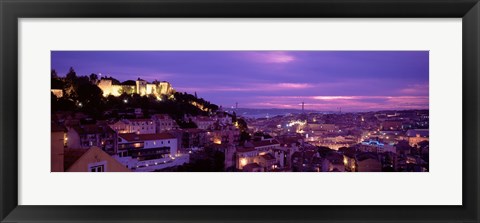 Framed Elevated View Of The City, Skyline, Cityscape, Lisbon, Portugal Print