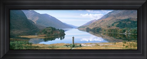 Framed Scotland, Highlands, Loch Shiel Glenfinnan Monument, Reflection of cloud in the lake Print