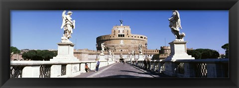 Framed Statues on both sides of a bridge, St. Angels Castle, Rome, Italy Print