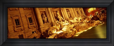 Framed Fountain lit up at night, Trevi Fountain, Rome, Italy Print