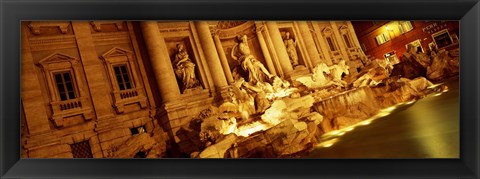 Framed Fountain lit up at night, Trevi Fountain, Rome, Italy Print