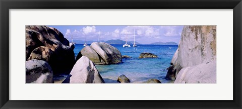 Framed Boulders on a coast, The Baths, Virgin Gorda, British Virgin Islands Print