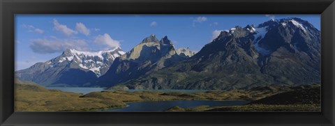 Framed Lake in front of mountains, Jagged Peaks, Lago Nordenskjold, Torres Del Paine National Park, Patagonia, Chile Print