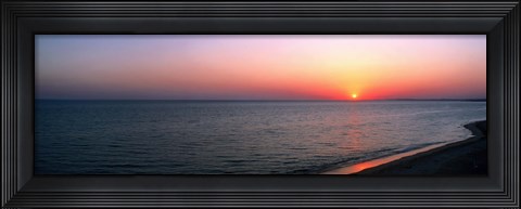 Framed Pink Sunet Over the Seascape, The Algarve Portugal Print
