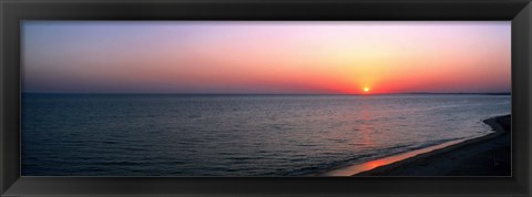 Framed Pink Sunet Over the Seascape, The Algarve Portugal Print