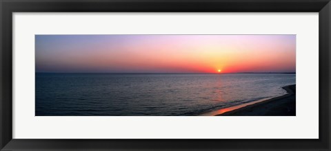 Framed Pink Sunet Over the Seascape, The Algarve Portugal Print