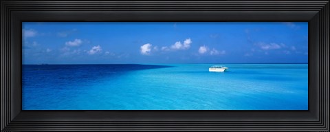 Framed Boat in the Ocean, The Maldives Print
