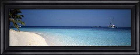 Framed Beach &amp; Boat Scene The Maldives Print