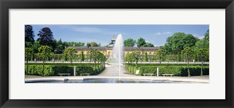 Framed Fountain in a garden, Potsdam, Germany Print