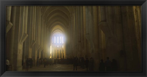 Framed Group of people in the hallway of a cathedral, Alcobaca, Portugal Print