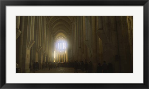 Framed Group of people in the hallway of a cathedral, Alcobaca, Portugal Print