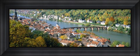 Framed Aerial view of a city at the riverside, Heidelberg, Baden-Wurttemberg, Germany Print