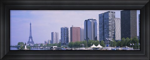 Framed Skyscrapers at the waterfront with a tower in the background, Seine River, Eiffel Tower, Paris, Ile-De-France, France Print