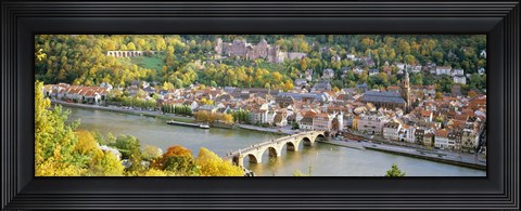Framed Aerial view of Heidelberg Castle and city, Heidelberg, Baden-Wurttemberg, Germany Print