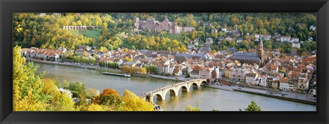 Framed Aerial view of Heidelberg Castle and city, Heidelberg, Baden-Wurttemberg, Germany Print