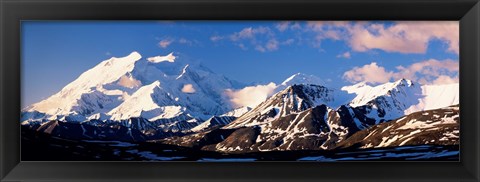 Framed Mountain covered with snow, Alaska Range, Denali National Park, Alaska, USA Print