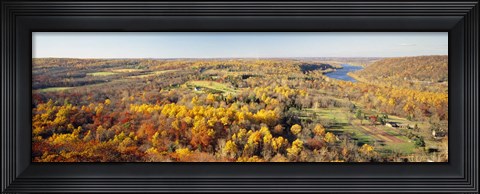 Framed Aerial view of a landscape, Delaware River, Washington Crossing, Bucks County, Pennsylvania, USA Print
