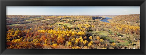 Framed Aerial view of a landscape, Delaware River, Washington Crossing, Bucks County, Pennsylvania, USA Print