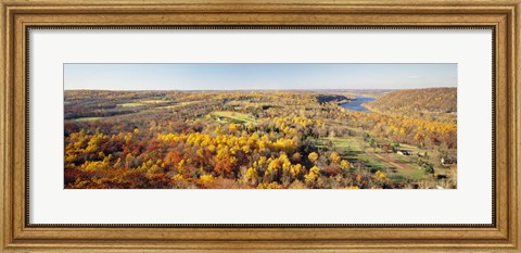 Framed Aerial view of a landscape, Delaware River, Washington Crossing, Bucks County, Pennsylvania, USA Print