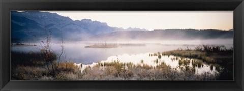 Framed Lake with mountains in the background, Canadian Rockies, Alberta, Canada Print