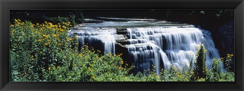 Framed Waterfall in a park, Middle Falls, Genesee, Letchworth State Park, New York State, USA Print