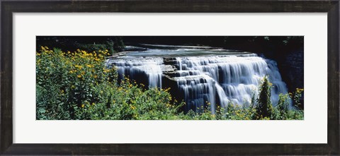Framed Waterfall in a park, Middle Falls, Genesee, Letchworth State Park, New York State, USA Print