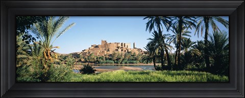 Framed Palm trees with a fortress in the background, Tiffoultoute, Ouarzazate, Marrakesh, Morocco Print