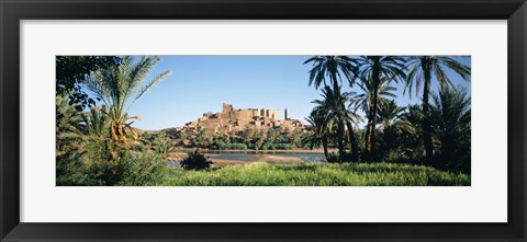 Framed Palm trees with a fortress in the background, Tiffoultoute, Ouarzazate, Marrakesh, Morocco Print