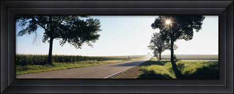 Framed Road passing through fields, Illinois Route 64, Illinois, USA Print
